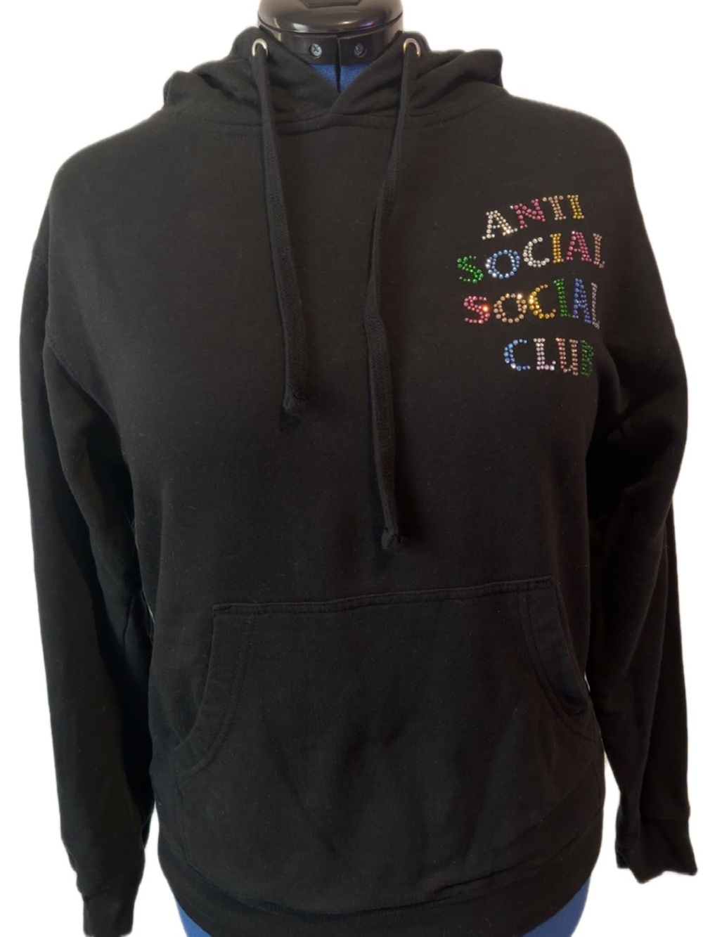 Anti Social Social Club Black Rhinestone Logo Pullover Hoodie